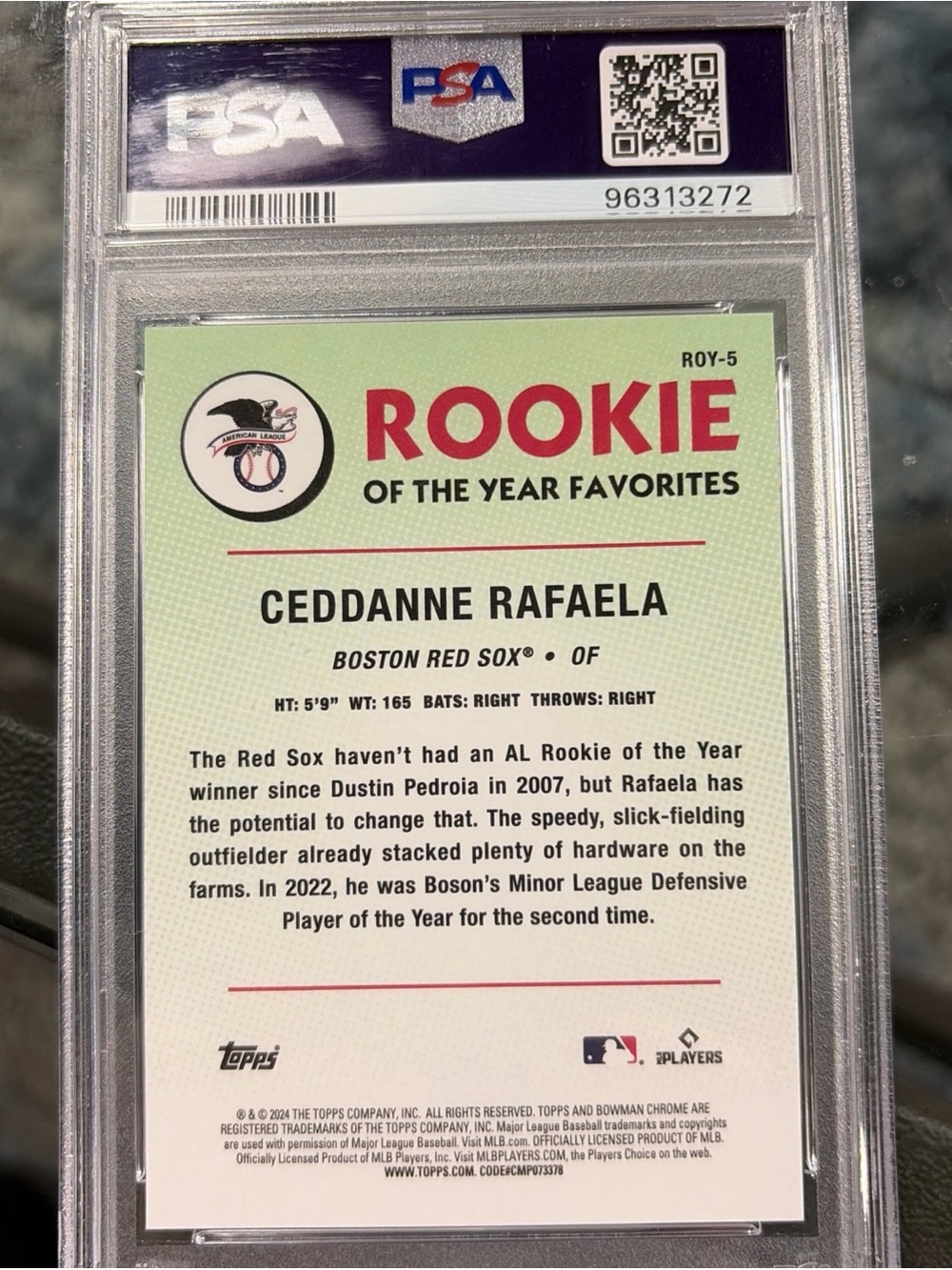 Ceddane Rafaela PSA graded 10 Rookie Card - Picture 2 of 2